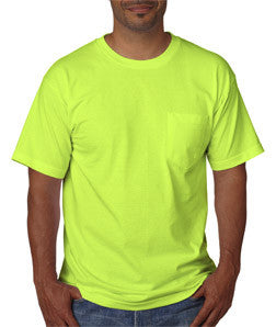 Bayside 5070 pocket tee shirt, 100% preshrunk cotton, 5.4 oz, S-3XL, Made in USA