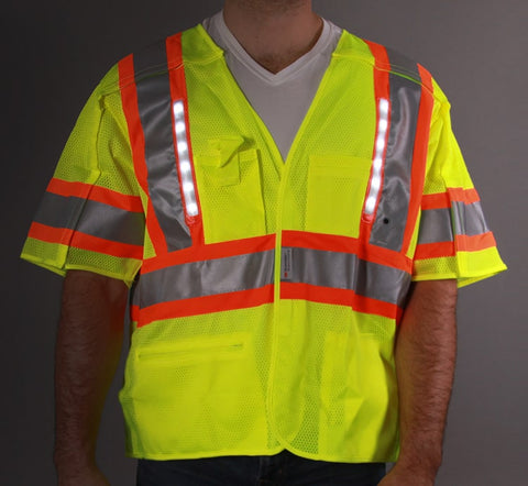 Class 3 LED Mesh 5 Point Breakaway Vest, Medium - 6XL