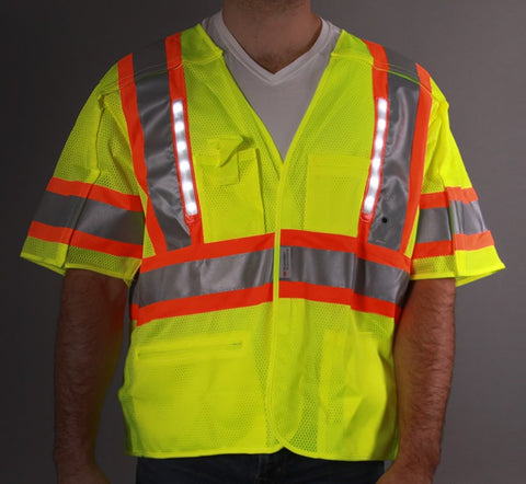 Class 3 LED Mesh 5 Point Breakaway Vest, Medium - 6XL