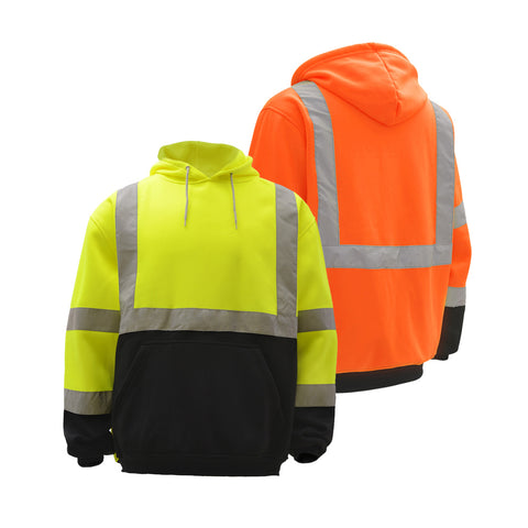 GSS Safety 7001 / 7002 Class 3, 8 oz, Black Bottom Pullover Hoodie, Small - 7XL, Large Tall - 3XL Tall