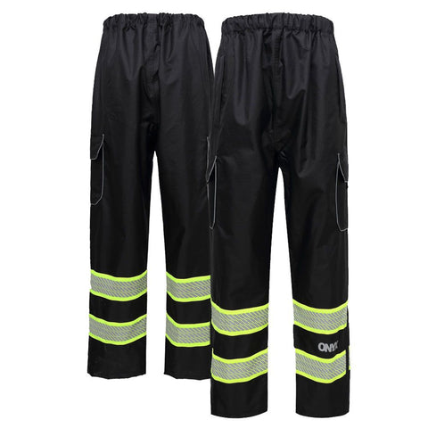 GSS Safety 6713 Enhanced Visibility Teflon Coated, Black Rain Pants, M - 5XL