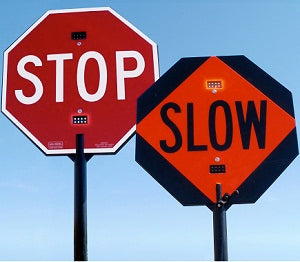 Visual Alert LED STOP / SLOW Paddle with 72" ABS Staff