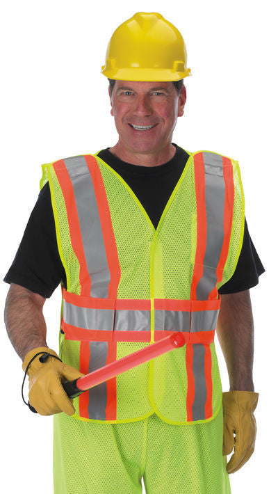 Lakeland VAMOSC2GBV-CG, Class 2, 5 pt breakaway vest, multi sized, Crossing Guard silk screened on back