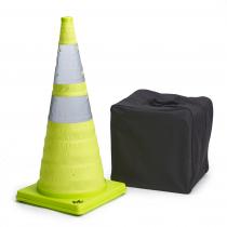 Collapsible LED Lighted Traffic Cones, Lime, 28", 5 pack
