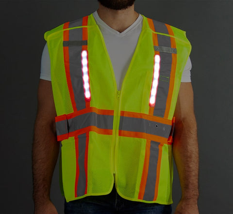 Class 2 LED Mesh Adjustable Breakaway Vest, Medium - 6XL