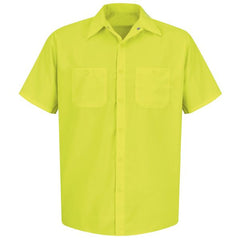 Red Kap SS24YE Enhanced Visibility Short Sleeve Button Down Shirt, S-3XL, M-2XL Tall