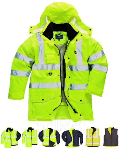 Portwest US427 7-in-1, Class 3, Parka System w Removable Liner, M-5XL