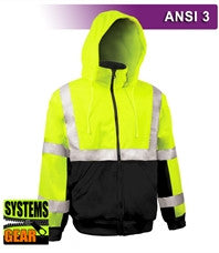 RAF VEA-602-ST Class 3 Black Bottom Full Zip Hoodie, S-6XL