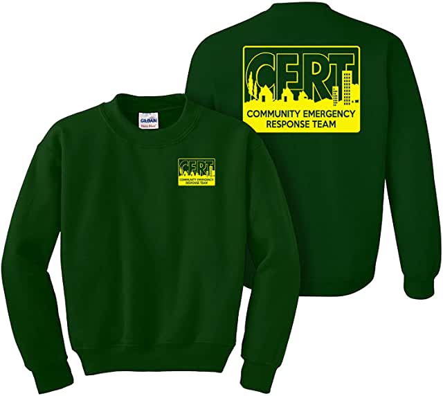 CERT Green Crewneck Sweatshirt w Logos Front & Back