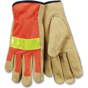 Kinco 909 grain leather, mesh back reflective glove