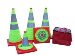 Collapsible LED Lighted Traffic Cones, Lime, 28", 5 pack